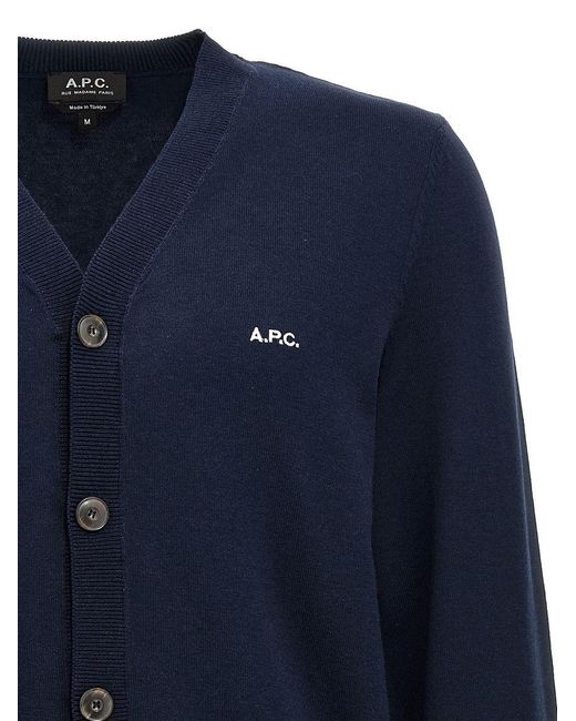 A.P.C. Blue Navy Cotton Cardigan for men