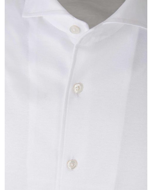 Canali White Cotton Knit Shirt for men