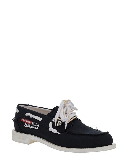 DSquared² White 'D2 X Magliano' Loafers With Logo Patch On The Side And Front Laces for men