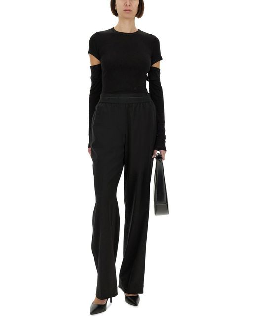 Helmut Lang Black Straight Leg Pants With Elastic Waistband