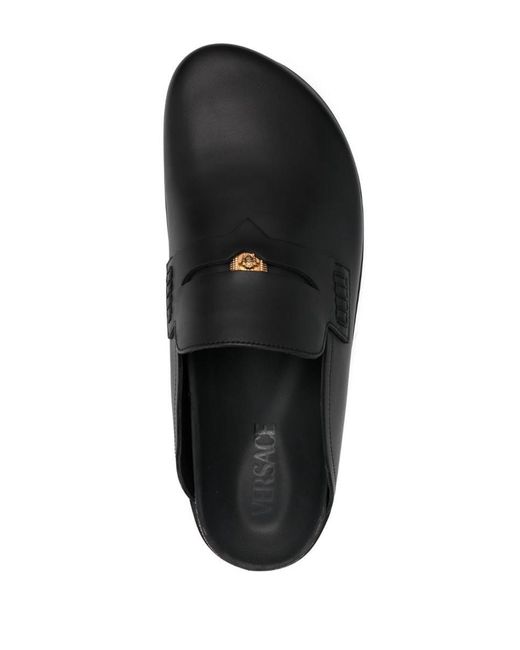 Versace Gray Leather Mules for men