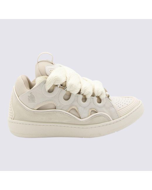 Lanvin White Leather Curb Sneakers