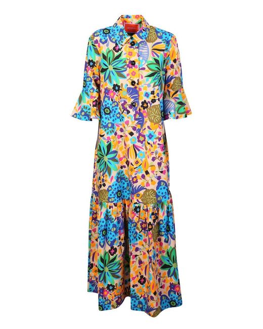 LaDoubleJ Multicolor Artemis Graphic-print Cotton Maxi Dress