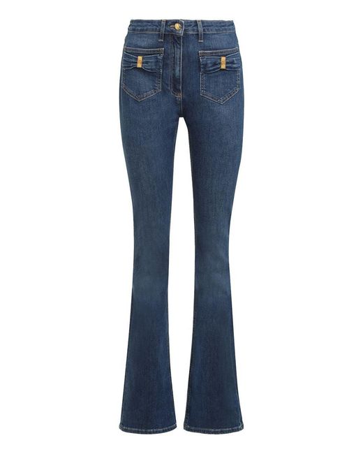 Elisabetta Franchi Blue High-Rise Flared Jeans