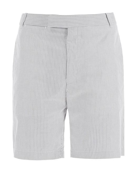 Thom Browne Gray Striped Cotton Bermuda Shorts For for men