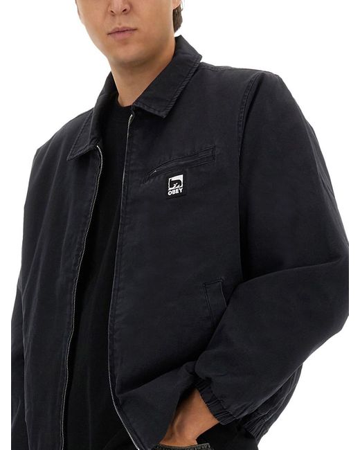 Obey Blue Jacket With Logo for men