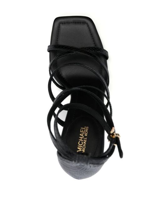 MICHAEL Michael Kors Black Imani 105mm Snakeskin-print Sandals