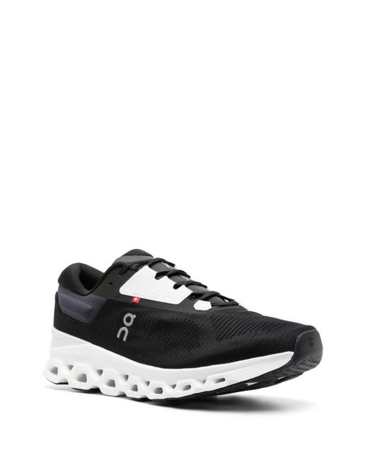 On Shoes Black Cloudstratus Running Sneakers for men