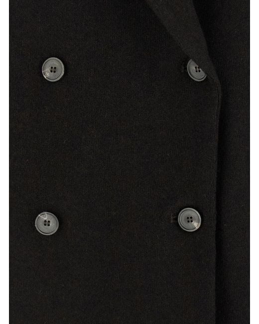 Tela Black 'Frost' Double-Breasted Jacket With Peak Revers