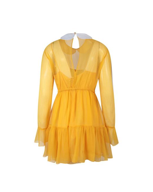 Gucci Yellow Chiffon Dress With Collar
