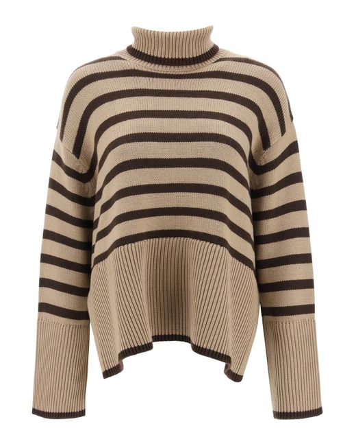 Totême Toteme Striped Turtleneck Sweater in Natural | Lyst