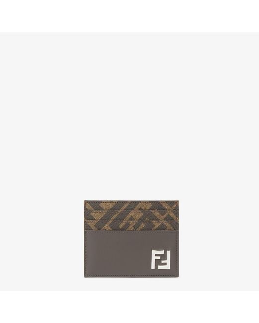 Fendi Gray "Squared Ff" Card Holder for men