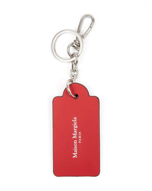 Maison Margiela Red Four Stitch-logo Leather Key Chain