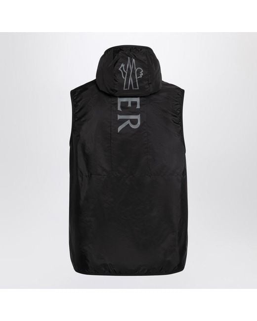 Moncler Black Nylon Vest With Logo for men