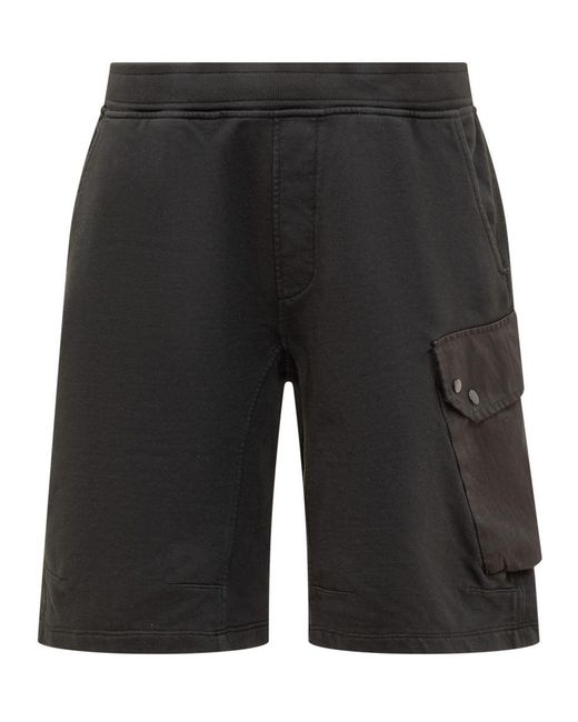 C P Company Black Shorts With Elastic Waist for men