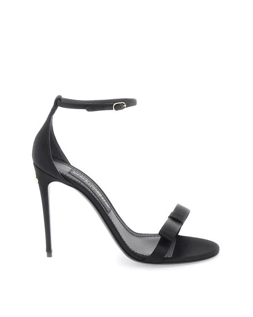 Dolce & Gabbana Black Satin Sandals For Elegant