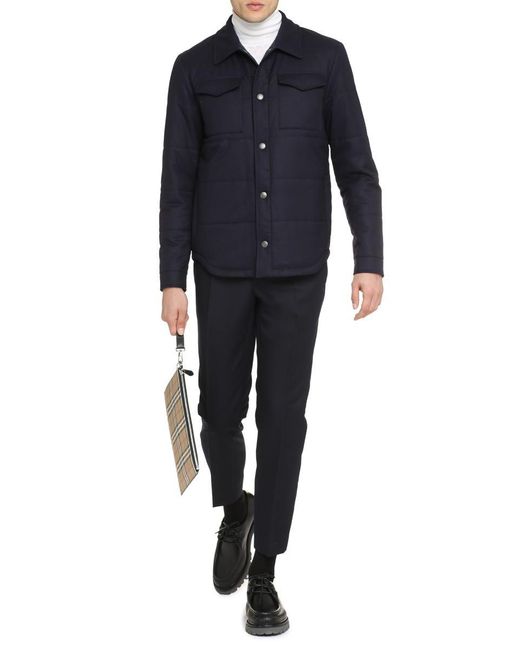 Canali Blue Wool Overshirt for men