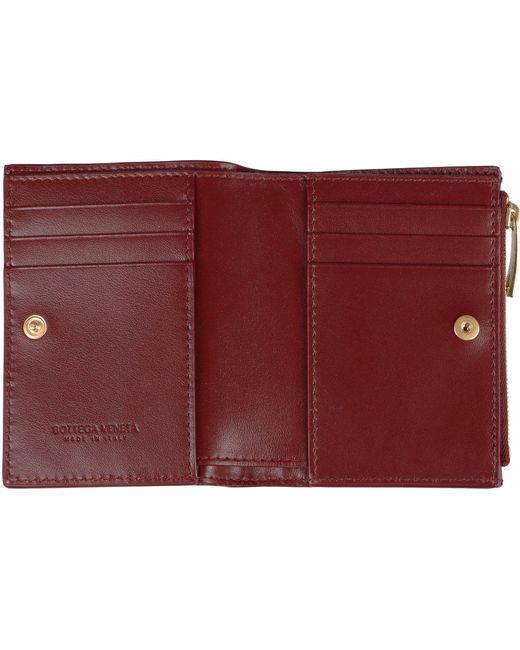 Bottega Veneta Red Intrecciato Bi-Fold Wallet