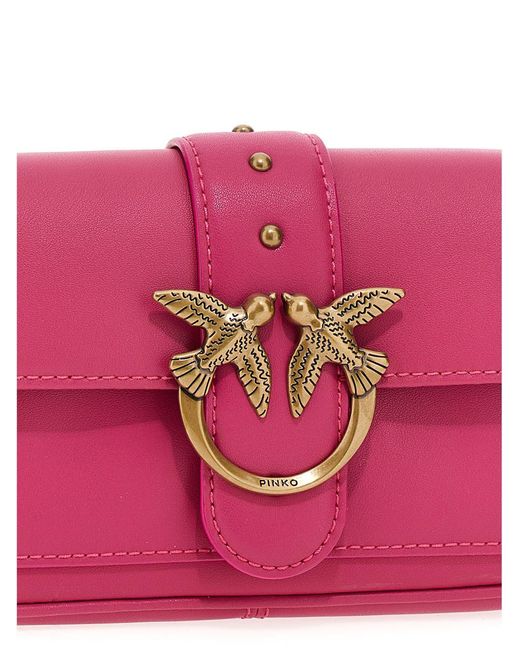 Pinko Pink Love One Pocket Leather Crossbody Bag