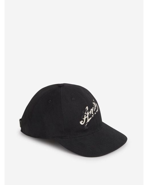 Amiri Black Cotton Logo Cap for men