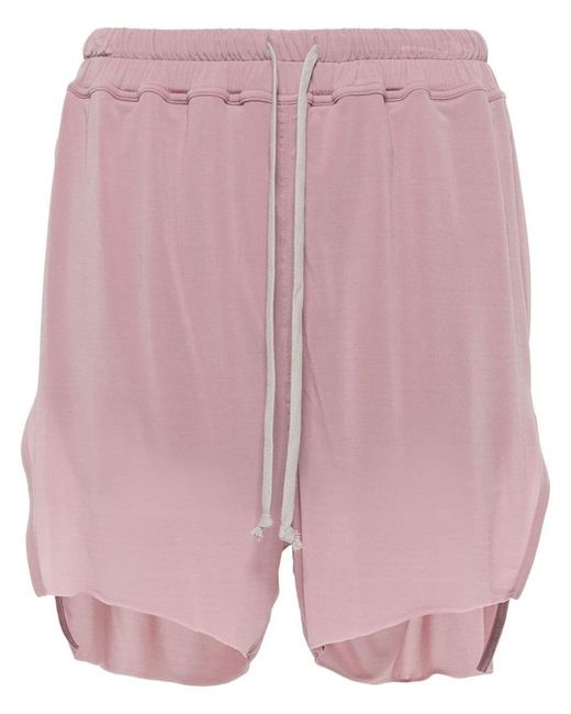 Rick Owens Pink Drawstring Jersey Shorts