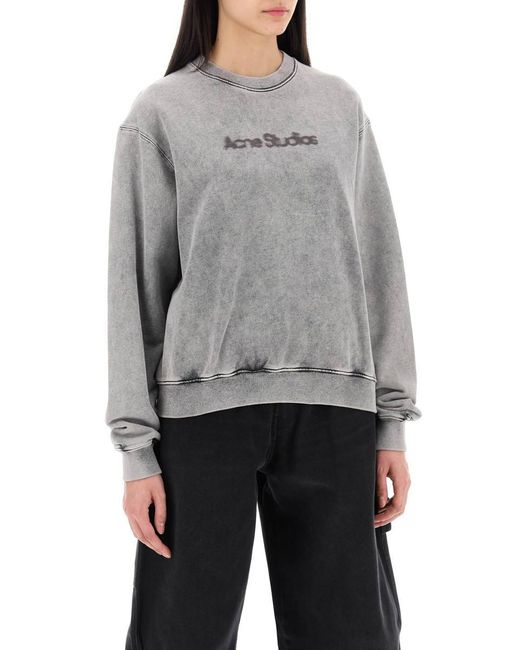 Acne Gray "Round Neck Sweatshirt With Blurred