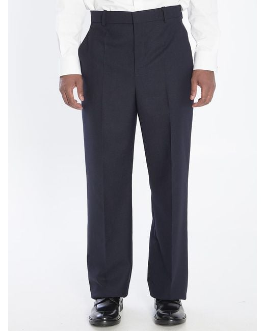 Saint Laurent Blue Chinã Wool Trousers for men