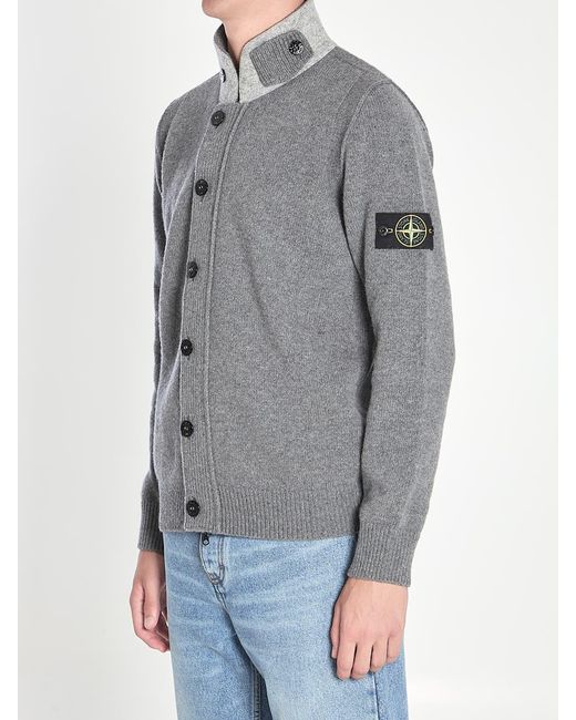 Stone Island Gray Sweater With Felt Details for men