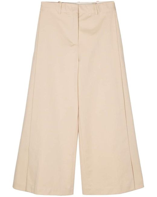 Semicouture Natural Holly Wide Leg Cotton Trousers