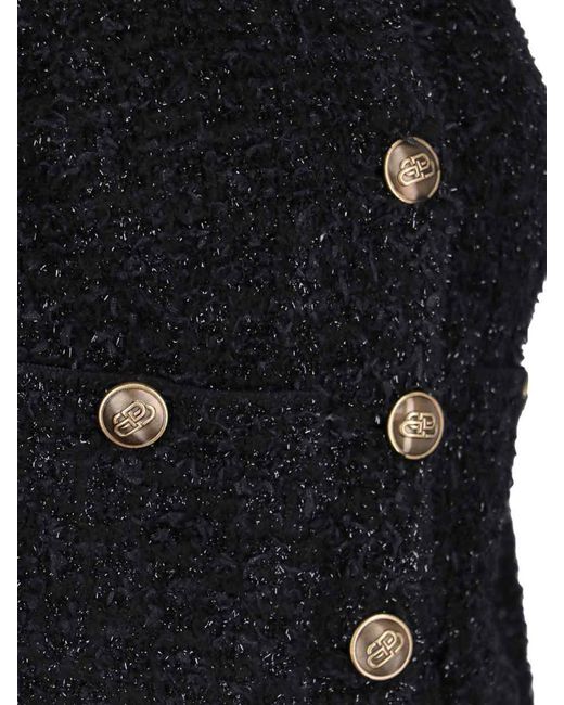 Balenciaga Black Cotton Blend Tweed Cropped Cardigan