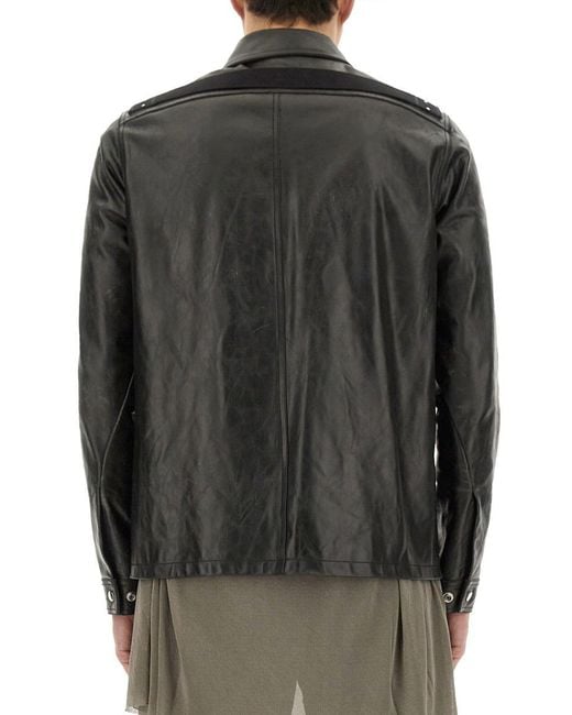 Rick Owens Gray Leather "Brad" Jacket for men