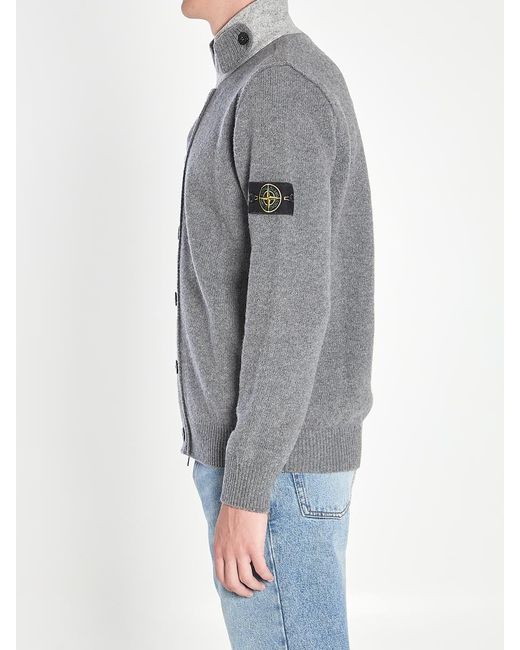 Stone Island Gray Sweater With Felt Details for men