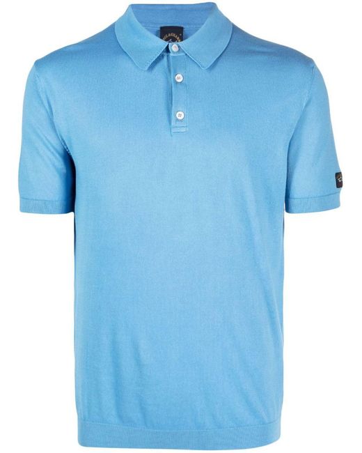 Paul & Shark Blue Logo-patch Cotton Polo Shirt for men