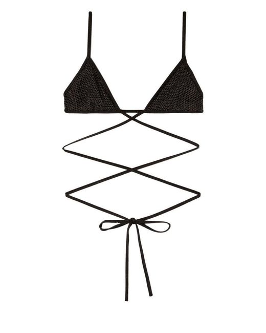 Palm Angels Black Lurex Criss-cross Bikini Top