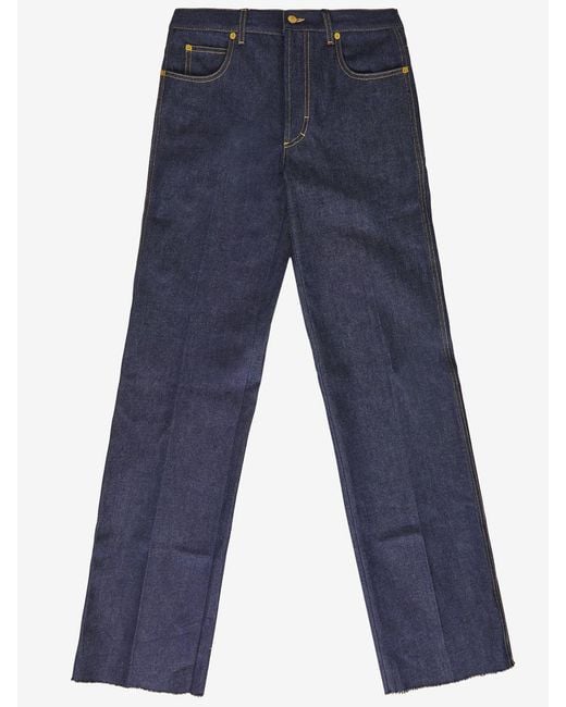 Gucci Blue Logo Patch Straight Leg Jeans for men
