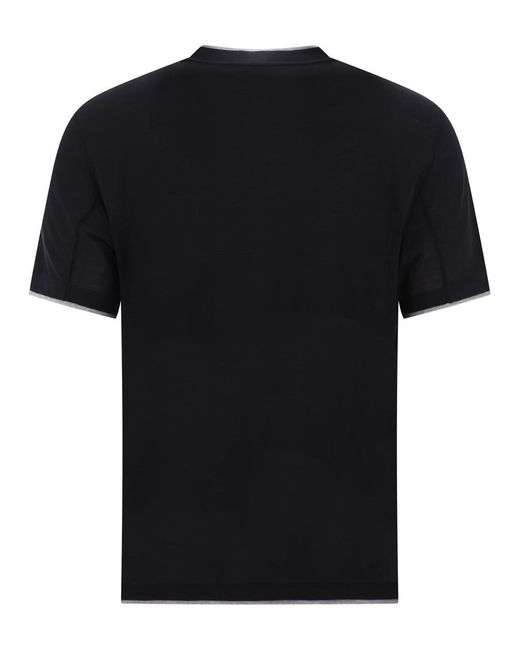 Brunello Cucinelli Black "Faux Layering" T-Shirt for men