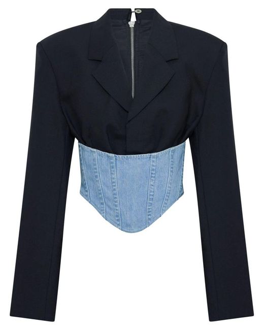 Dion Lee Blue Corset-style Cropped Blazer
