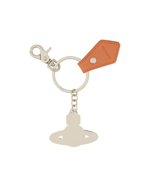 Vivienne Westwood White Keychain With Orb Logo