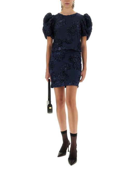 ROTATE BIRGER CHRISTENSEN Blue 3D Mesh Tops