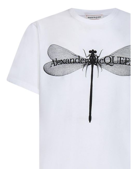 Alexander McQueen White Dragonfly T-Shirt for men