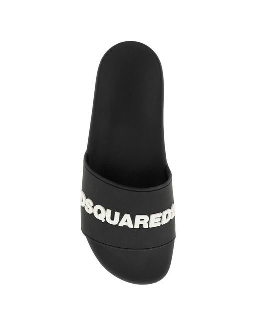 DSquared² Black Logo Rubber Slides for men