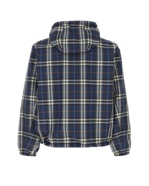 Burberry Blue Printed Polyester Jacket for men