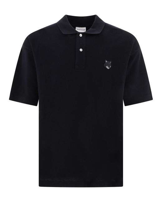 Maison Kitsuné Black "Tonal Fox Head" Polo Shirt for men