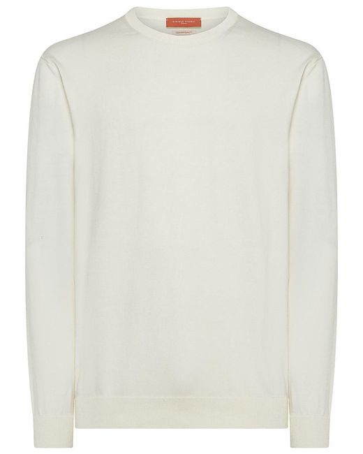Daniele Fiesoli White Classic Crewneck Cotton Sweater for men