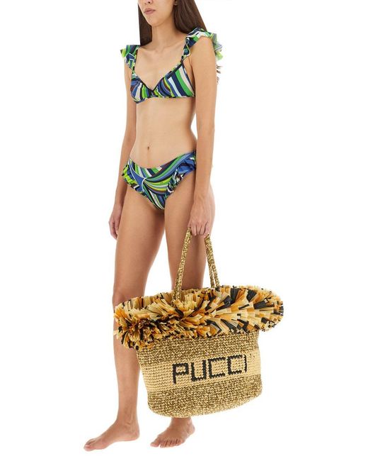 Emilio Pucci Green Bikini Briefs With Logo