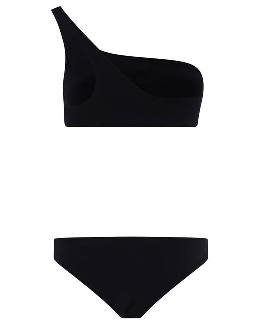 Off-White c/o Virgil Abloh Black Off- "Off Stamp" One-Shoulder Bikini Set