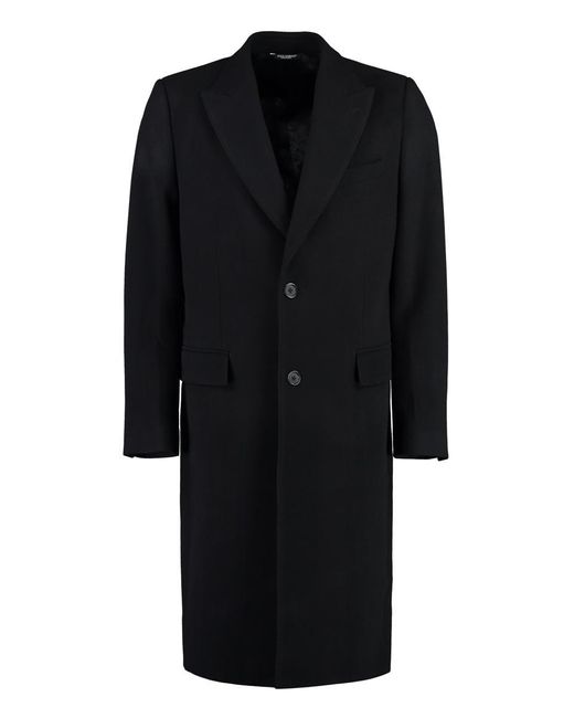 Dolce & Gabbana Black Essential Virgin Wool Coat for men