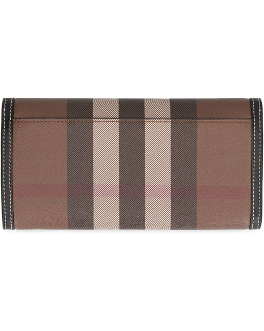Burberry Gray Continental Wallet With Check Motif