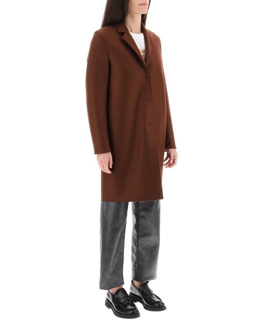 Harris Wharf London Brown Single-breasted Coat In Pressed Wool