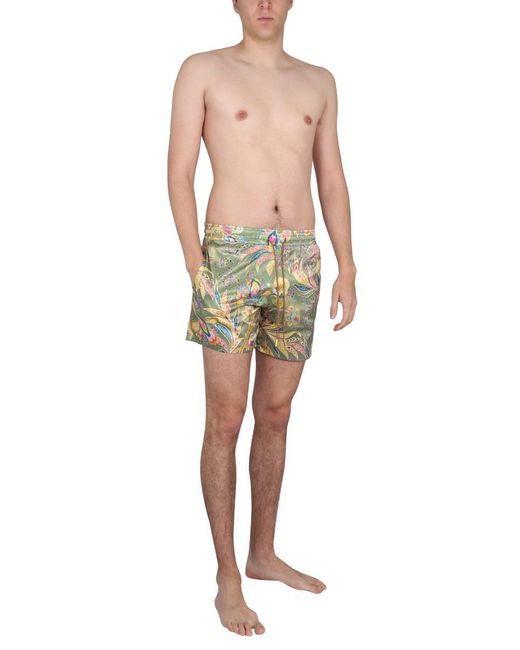 Etro Blue Boxer Swimsuit With Print for men